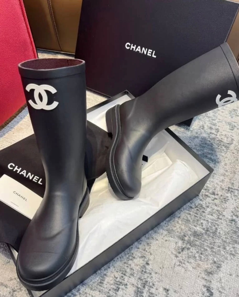 BLACK CC RAIN BOOTS