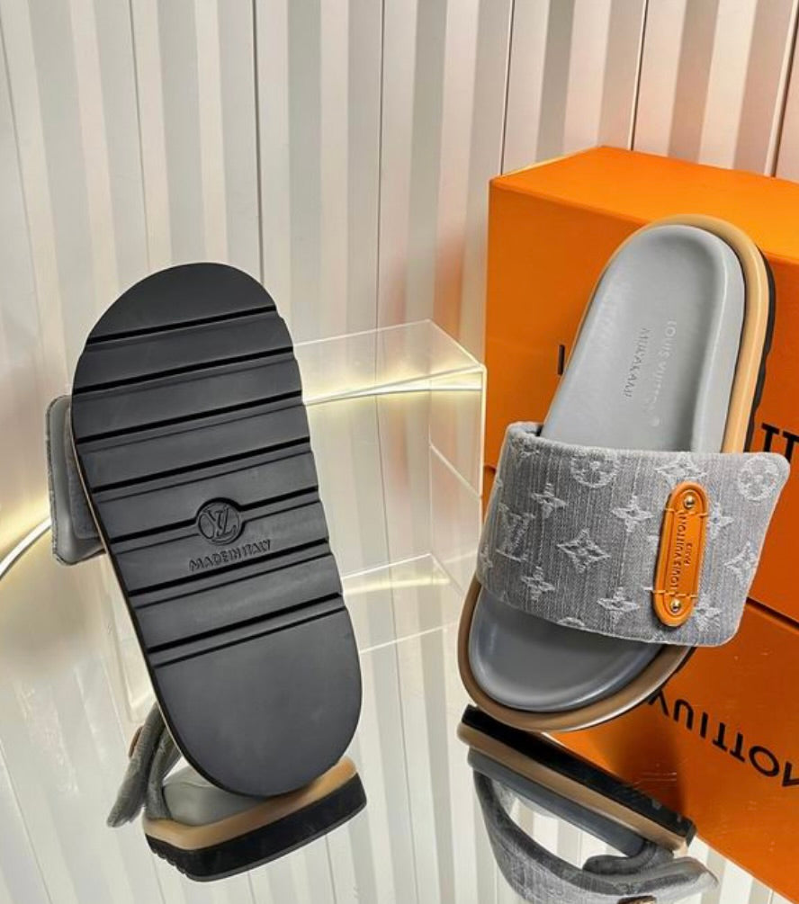 DENIM LV SLIDES