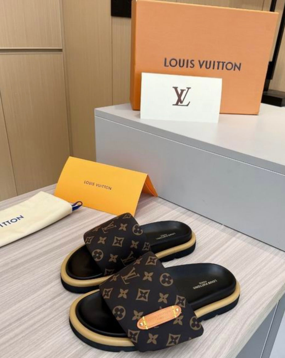 DENIM LV SLIDES